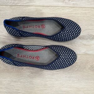 Rothy's Blue and White Polka Dot Flats